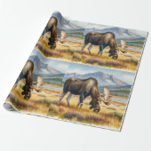 Alaskan Moose Digital Watercolor Wrapping Paper Geschenkpapier (Ungerollt)