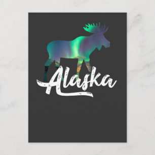 Alaskan Moose mit Aurora Borealis Geschenk Postkarte