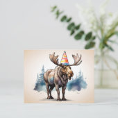 Alaskan Moose mit Geburtshhat Postkarte (Stehend Vorderseite)