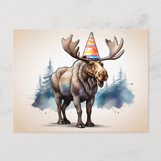 Alaskan Moose mit Geburtshhat Postkarte (Vorderseite)