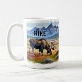 Alaskan Moose Personalisiert Watercolor Kaffee Tas Kaffeetasse