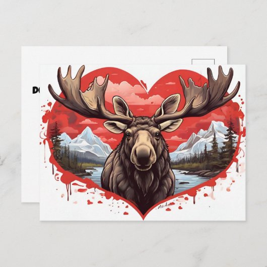 Alaskan Moose Postkarte (Vorne/Hinten)