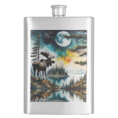 Alaskan Moose Stehend auf der Bergkette Flachmann (Vorderseite)