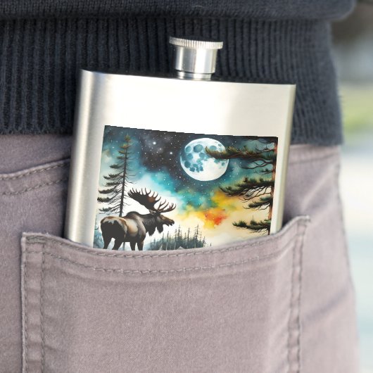 Alaskan Moose Stehend auf der Bergkette Flachmann (Beispiel)