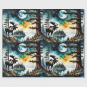 Alaskan Moose Stehend auf der Bergkette Geschenkpapier (Flach)