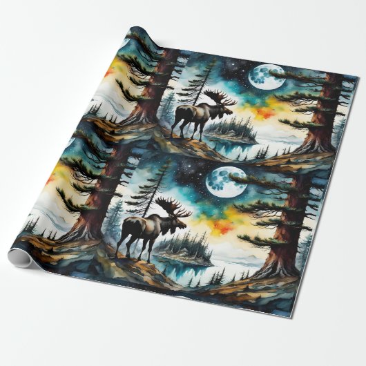 Alaskan Moose Stehend auf der Bergkette Geschenkpapier (Ungerollt)