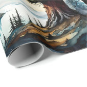 Alaskan Moose Stehend auf der Bergkette Geschenkpapier (Rolleneckpunkt)