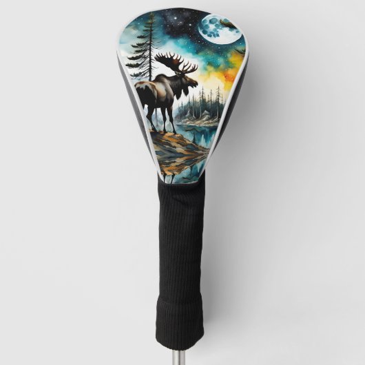 Alaskan Moose Stehend auf der Bergkette Golf Headcover (Vorderseite)