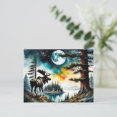 Alaskan Moose Stehend auf der Bergkette Postkarte (Stehend Vorderseite)