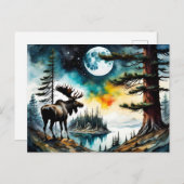 Alaskan Moose Stehend auf der Bergkette Postkarte (Vorne/Hinten)