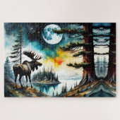Alaskan Moose Stehend auf der Bergkette Puzzle (Horizontal)