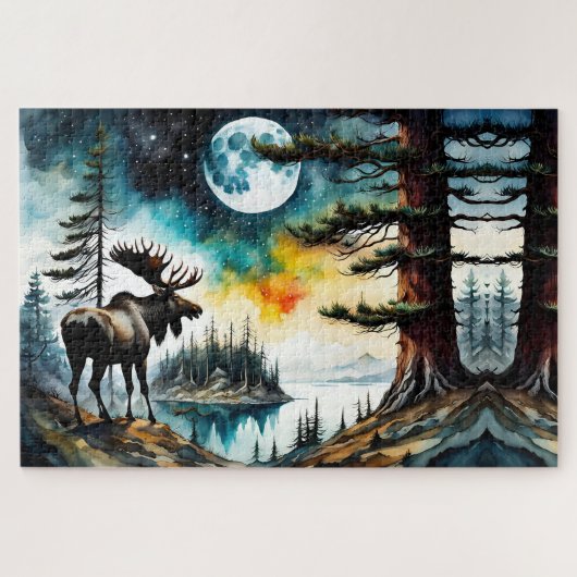 Alaskan Moose Stehend auf der Bergkette Puzzle (Horizontal)