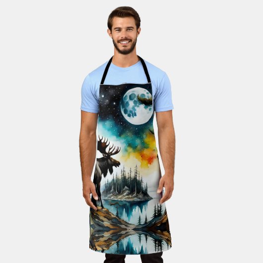 Alaskan Moose Stehend auf der Bergkette Schürze (Getragen)