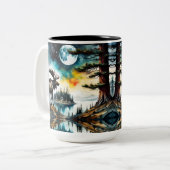 Alaskan Moose Stehend auf der Bergkette Zweifarbige Tasse (Vorderseite Links)