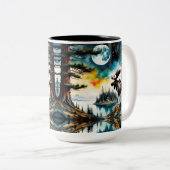 Alaskan Moose Stehend auf der Bergkette Zweifarbige Tasse (VorderseiteRechts)