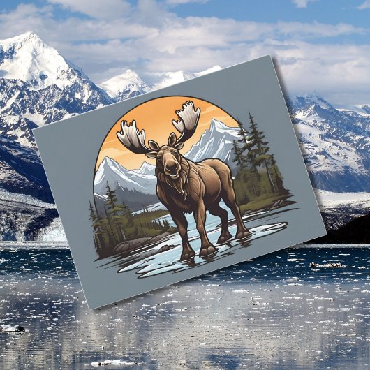 Alaskan Moose stehend im Wasser Postkarte