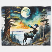 Alaskan Moose unter dem Mondlicht Fleecedecke (Vorderseite (Horizontal))