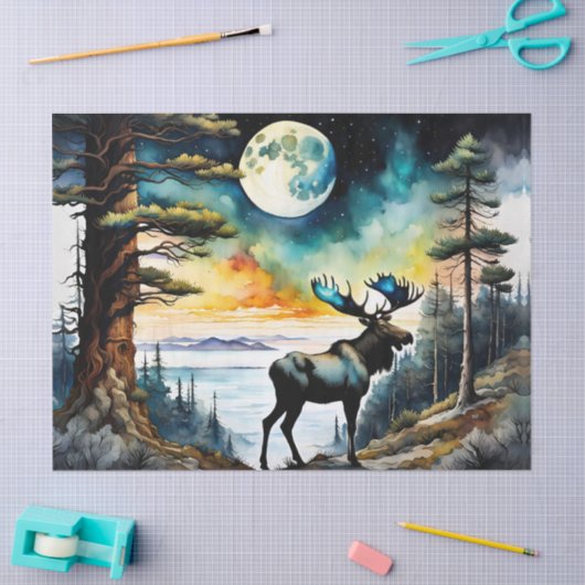 Alaskan Moose unter dem Mondlicht Seidenpapier (Basteln)