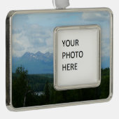 Alaskan Mountain Range Panorama Fotografie Rahmen-Ornament Silber (Rechts)