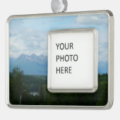 Alaskan Mountain Range Panorama Fotografie Rahmen-Ornament Silber (Links)