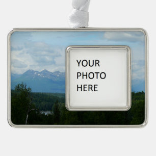 Alaskan Mountain Range Panorama Fotografie Rahmen-Ornament Silber