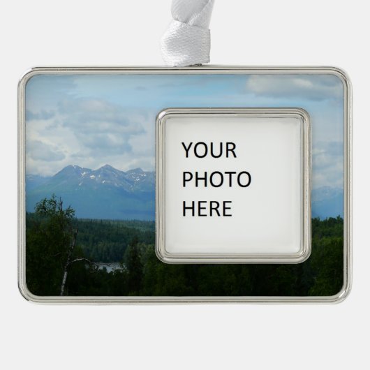 Alaskan Mountain Range Panorama Fotografie Rahmen-Ornament Silber (Vorderseite)