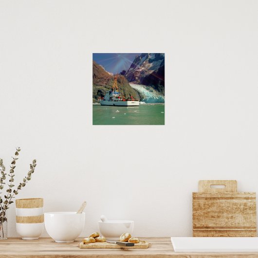 Alaskan Mountain Waterfall View & Boot Poster (Küche)