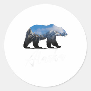 Alaskan Mountains Bear Grizzly Alaska Staat Souven Runder Aufkleber
