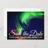 Alaskan Northern Lights Save the Date Ankündigungspostkarte (Vorne/Hinten)