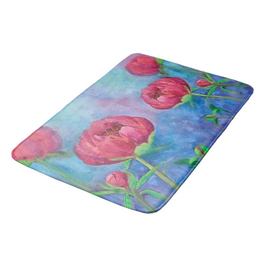 Alaskan Peonies Bath Mat Badematte (Schrägansicht)