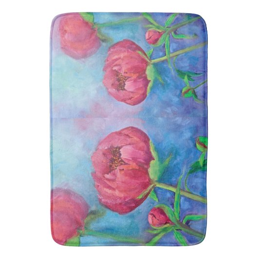 Alaskan Peonies Bath Mat Badematte (Vorderseite Vertikal)