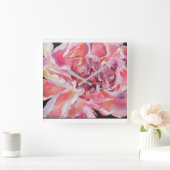 Alaskan Peonies Floral Clock Quadratische Wanduhr (Zuhause)