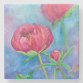 Alaskan Peonies Marble Untersetzer (Vorderseite)