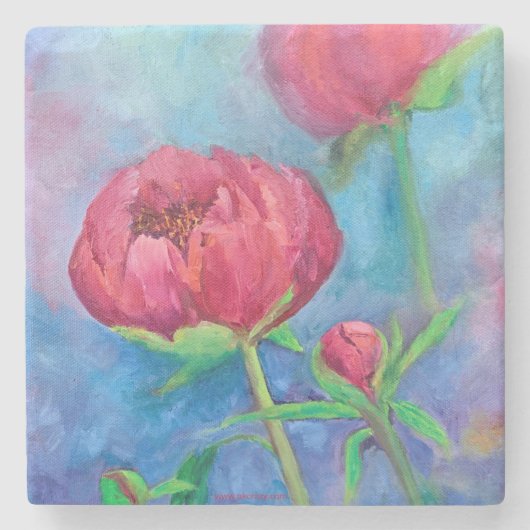 Alaskan Peonies Marble Untersetzer (Vorderseite)