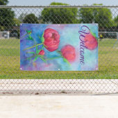 Alaskan Peonies "Welcome" Outdoorbanner  Banner (Insitu)