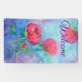 Alaskan Peonies "Welcome" Outdoorbanner  Banner (Horizontal)