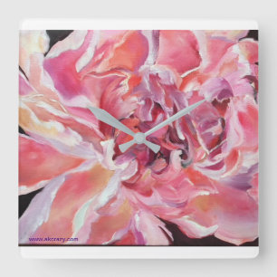 Alaskan Peonys Blumenzange Quadratische Wanduhr