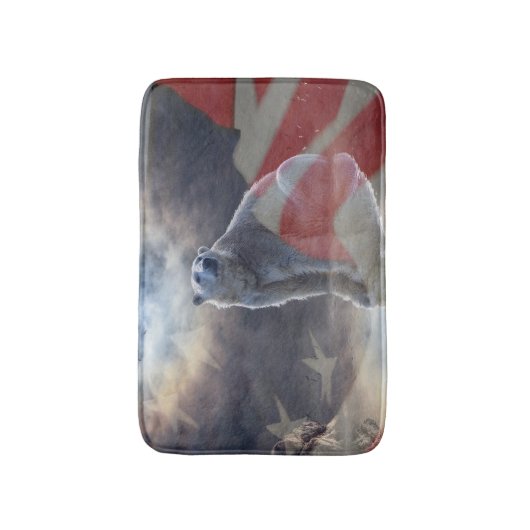 Alaskan Polar Bear American Flag Badematte (Vorderseite Vertikal)