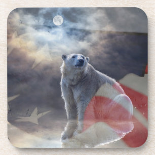 Alaskan Polar Bear American Flag Getränkeuntersetzer