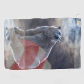 Alaskan Polar Bear American Flag Golfhandtuch (Horizontal)