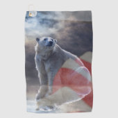 Alaskan Polar Bear American Flag Golfhandtuch (Vorderseite)
