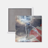 Alaskan Polar Bear American Flag Magnet (Vorderseite/Rückseite)