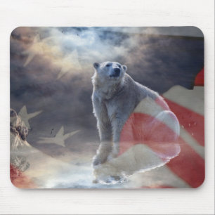 Alaskan Polar Bear American Flag Mousepad