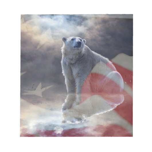 Alaskan Polar Bear American Flag Notizblock (Vorderseite)