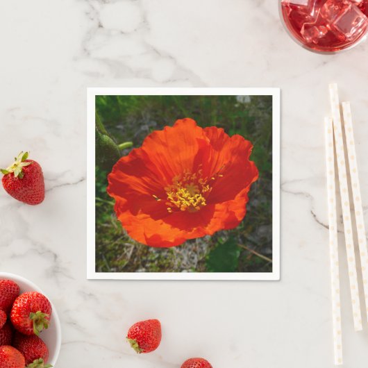 Alaskan Red Poppy Colorful Blume Serviette (Beispiel)
