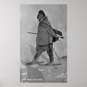 Alaskan Siegel Hunter mit Schneeschuhen Fotografie Poster
