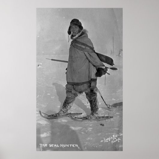 Alaskan Siegel Hunter mit Schneeschuhen Fotografie Poster (Vorne)