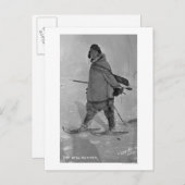 Alaskan Siegel Hunter mit Schneeschuhen Fotografie Postkarte (Vorne/Hinten)