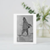 Alaskan Siegel Hunter mit Schneeschuhen Fotografie Postkarte (Stehend Vorderseite)