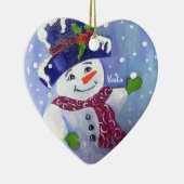 Alaskan Snowball Schneemann Herzverzierung Keramik Ornament (Rechts)